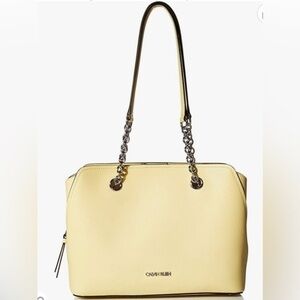 Calvin Klein Hailey Micro Pebble Triple Compartment Chain Satchel